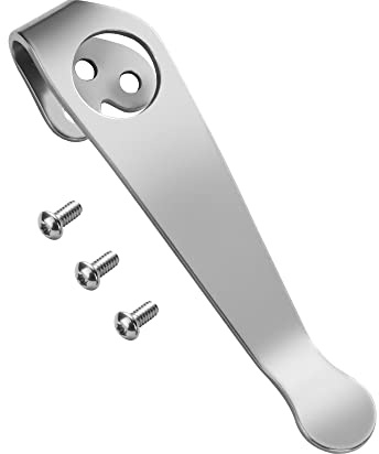 Titanium Deep Carry Pocket Clip für Spyderco Para 3 und Smock Knives, Premium maßgefertigter Taschenclip mit 3 Stück Schrauben, Stone Wash