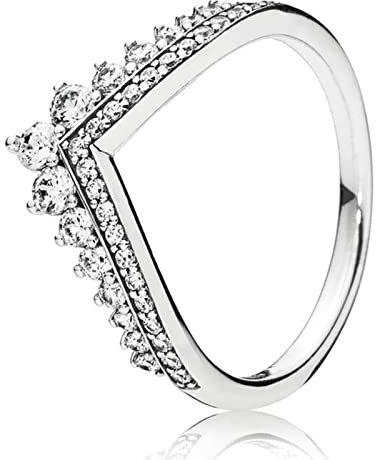 OKGD Original Perlen Drei Ringe Prinzessin Wishbone Signature Ring mit Kristall Ring Sterling Silber 9,3