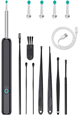 delr Visueller Ohrenschmalzentferner, Ohrenschmalzentfernung mit 1080P-Kamera, mit Wi-Fi Visible Ear Pick, 8 Ear Spoons und 6 LED Lights, Kompatibel mit Telefon, Tablet und PC, Geschenk