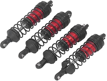 RC Car Stoßdämpfer, robust aus Metall 4-teilig Set, Dämpfer für 1/14 1/16 Modell Vorder- und Hinterachse (Rot) for Anfänger und Profis in Rennsport Offroad Szenen