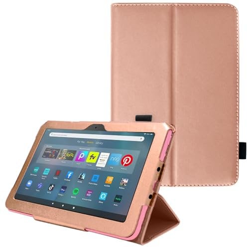TECHGEAR Smart Case Designed For All New Amazon Fire Max 11 (2023 / 13th Generation) Slim PU Leather Folio Smart Stand Case Cover with Hand Strap & Auto Wake/Sleep [Rose Gold]