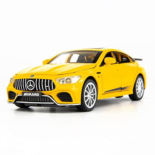 TGRCM-CZ 1/32 Diecast Auto Benz AMG GT63 Modell Auto Pull Back mit Sound und Licht Spielzeug Auto für Jungen Mädchen Erwachsene Geschenk(Gelb)