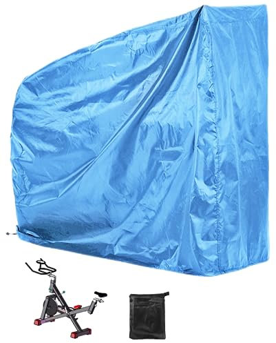 AkiiGer Exercise Bike Cover Waterproof Outdoor 1 Pack, Sun Dust Wind Proof Spin Bicycle Cover, Stationary Bike Cover with Drawstring, Storage Bag, Ripstop Material-Blue
