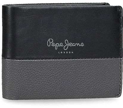 Pepe Jeans Double Portefeuilles et Porte-Monnaie en Cuir de Vachette, Noir, Kaki, Marine, différentes Tailles, Noir, Talla única, Portefeuille 11