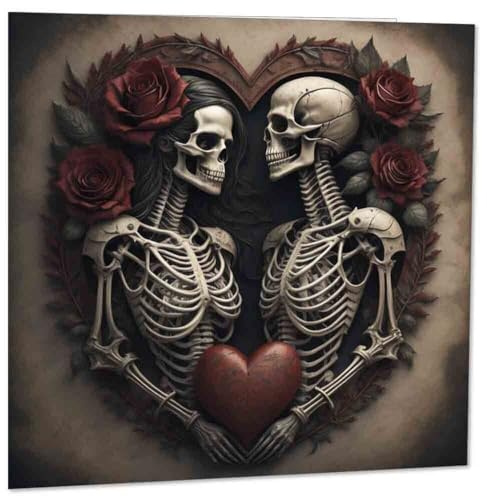 Gotische Jubiläumskarte – Totenkopf-Alternative, Gothic-Valentinstagskarte, 145 x 145 mm