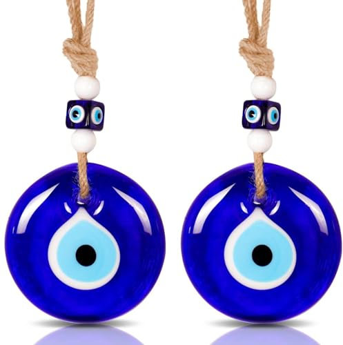 SEABABOO 2PCS Türkisches blaues Auge Evil Eye Amulett Blaue Augen Schlüsselanhänger Evil Eye Auto Hängeornament Evil Eye Ornament Amulett Startseite Anhänger Amulette Dekoration Glücksbringer