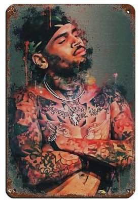 Sänger-Poster Chris Brown (2) Blechschild, Vintage, Metall, Pub, Club, Café, Bar, Zuhause, Wandkunst, Dekoration, Poster, Retro, 20 x 30 cm