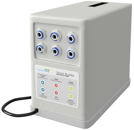 AquaticLife Smart Buddie RO - Kit de bomba de refuerzo de agua para sistema de filtro de agua de ósmosis inversa de 150 GPD, unidades de filtración RO/DI, bombas de aumento de presión