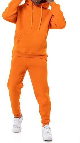 Redbridge Elegante tuta da jogging da uomo, con cappuccio e pantaloni da jogging, Colore: arancione., S