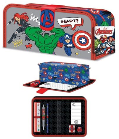 Marvel Avengers Pencil Case and Stationery Set (Hero Club Design) - Official Merchandise