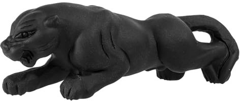 Rockcloud Handgeschnitzte natürliche schwarze Obsidian Panther Stein Figur Tiere Stein Statue Sammlerstück Skulptur für Home Office Dekoration