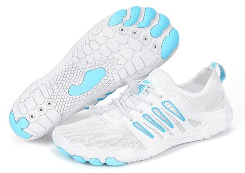 RUYI Unisex Barfußschuhe Damen Herren Traillaufschuhe, Weich Leicht Fitnessschuhe mit rutschfest Sohle & Breiter Zehenbox, Schnell Trocknend Badeschuhe