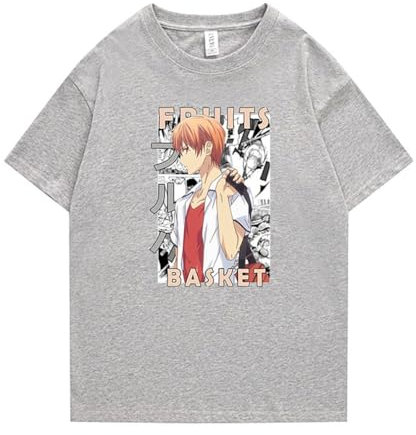 Ubeisy Anime Fruit Basket T-Shirt Unisex Tops Harajuku Unisex Tee Shirt Tops,Grey-A/L
