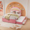KUAKE Kinderbett 140x200 Polsterbett mit LED, Einzelbett mit Ausziehbarem Bett, Schlafsofa mit Lattenrost, Cartoon Kopfteil, Bett für Jungen und Mädchen, Ohne Matratze (Rosa, 140x200cm)