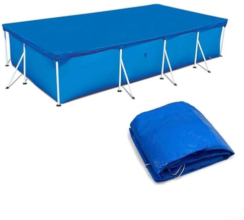 Bâche de piscine rectangulaire pliable avec cordon de serrage pratique pour piscines à cadre (400 x 211 cm)