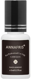 ANNAFRIS Colla Professionale per Estensione Ciglia, 2-3 Secondi Asciugatura, 3 settimane, 5ml Adesivo Semipermanente Nero per Ciglia (E)