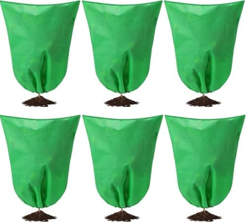 Lostwry Winterschutz für Pflanzen, 6 Stück 60 x 80cm Winterschutz Kübelpflanzensack Schutzhülle für Pflanzen als Baum Palmen Balkonpflanzen haube Zelt Atmungsaktiv für Pflanzenschutzvlies, Grün