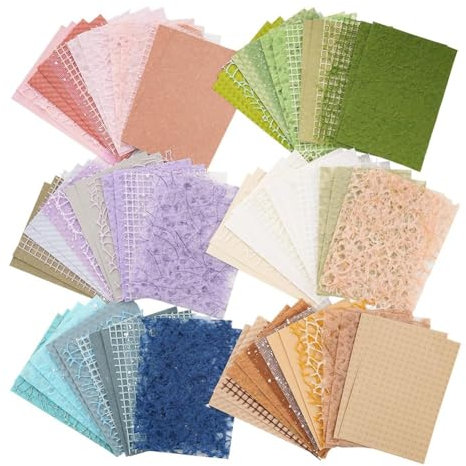 Willoghsa 96 Blatt Strukturiertes Scrapbook-Papier und Netzgewebe, Sortiertes Set, 6er-Pack Gemischtes Spezialpapier für Scrapbooking-Planer