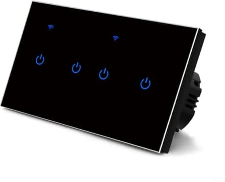 LVYXON Touch Switch Smart Wifi Switch Smart Home For Tuya App Remote/Voice Control For LED-Lights, Energy-saving Lamps, Halogen Lamps, Incandescent Lamp(4 Gang-Black)