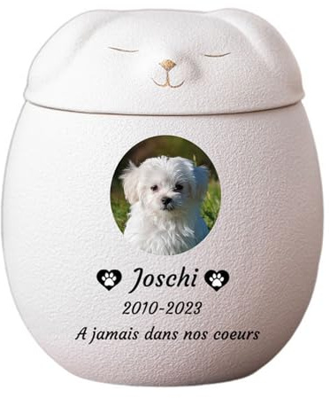 WXMYOZR Hund Urnen für Asche Personalisierte, Haustier Urnen für Hunde Asche, Keramik Hund geformt Urne Haustier Einäscherung Urnen Hund Memorial Keepsake Urnen,Weiß,Big