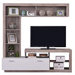 AVANTI TRENDSTORE - Glendo - Parete multimediale in legno laminato con tanti vani aperti e un anta a ribalta. Disponibile in 2 colori diversi. Dimensioni LAP 171x171x42 cm