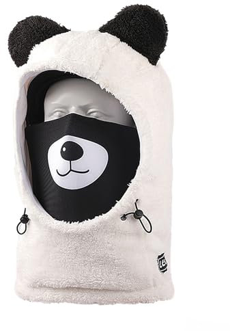 LECAGE Sturmhaube Warme - Ski Helmkompatibel – Cute 3D Tier-Design - Microfleece - Winddichte, Balaclava Sturmmaske Unisex für Ski/Radfahren, Abdeckung Verstellbare Skimaske (Weiß, Einheitsgröße)