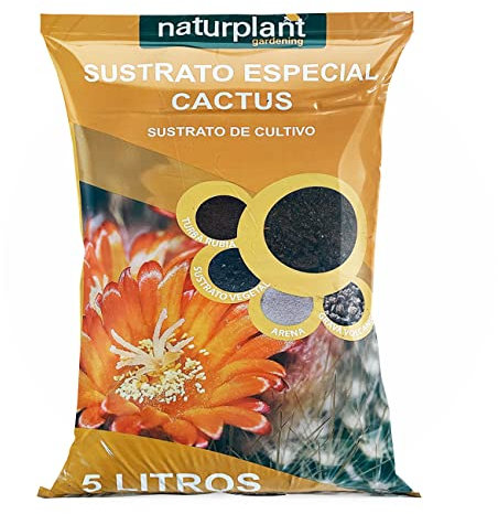 Sustrato Especial para Cactus | Tierra para Plantas | Compuesto por Sustrato Vegetal, Turba Rubia, Arena y Grava Volcánica | Potencia el Desarrollo Óptimo de Tus Cactus y suculentas| Pack 5