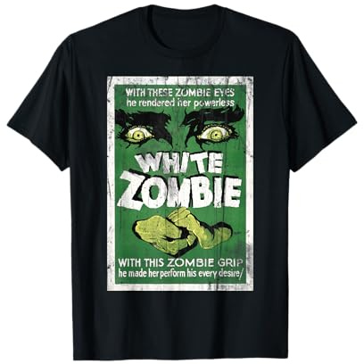 T-Shirt mit weißem Zombie-Film-Poster T-Shirt