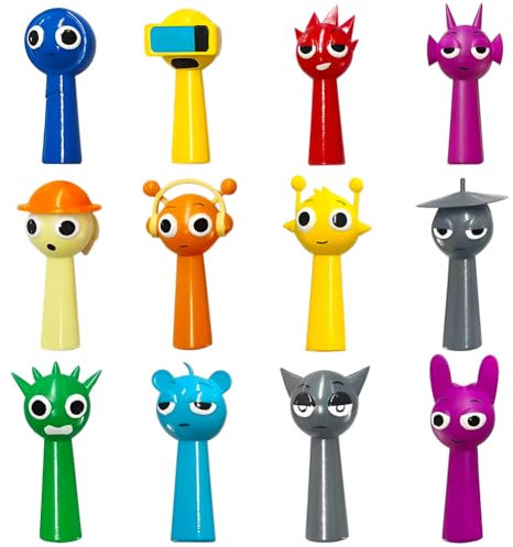 Kouipoie 12PCS Sprunki Spielzeugfiguren Set, Bunte Sprunki Action Figures für Kinder und Erwachsene, Gamer und Deko, Ideal für Weihnachten und Geburtstage (A)