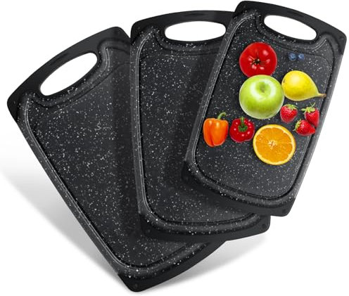 Romon Tagliere da Cucina, 3 Pezzi Imita l'aspetto del Granito, Tagliere da Cucina Plastica Taglieri Plastica, Cutting Board Facile da Pulire, Taglieri Sono Duri per Frutta, Verdure, Carne,S/M/L