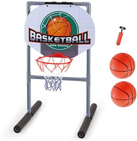 2 in 1 Swimming Pool Floating Pool Basketball Hoop Football Set Poolside Set with Inflatable Ball and Pump Fun Kids Toy