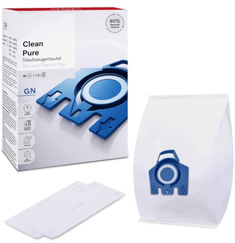 Compatible with Miele 9917730 and 12421130 GN Vacuum Hoover Bags | 3D Type Microfiber Dust Bags | Pack of 4 with 2 Filters | Fits Miele Canister Vacuum Cleaners | Multi-Layer 99.9% Filtration
