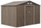 Outsunny Casetta da Giardino 4.9m² con 4 Prese d'Aria e 2 Porte Scorrevoli, Capanno Porta Attrezzi in Lamiera d'Acciaio, 277x195x192 cm, Marrone Chiaro