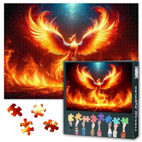 Phönix-Puzzle 1000 Teile - Detailreich Mythologische Feuervogel-Darstellung, 50x70 cm Sammlerstück für anspruchsvolle Puzzle-Fans Sammlerstück