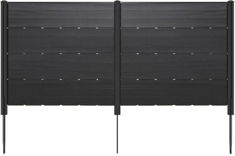 RELAX4LIFE Frangivista da Giardino da 120 x 115 cm, Recinzione da Esterno con 5 Picchetti, 2 Pannelli in HDPE per Bidoni dell'Immondizia e Attrezzature per Piscine (Nero)