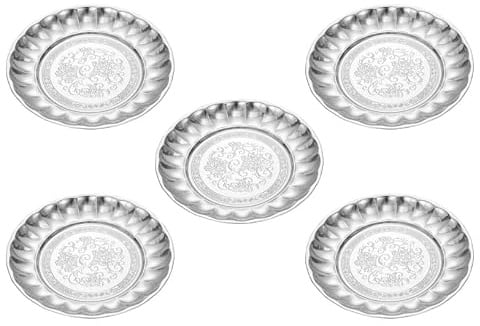 inodiref 5 piatti in acciaio inox, 25 cm, 304, in metallo, da campeggio, in acciaio inox, per snack, dolci, insalate, grigliate, feste
