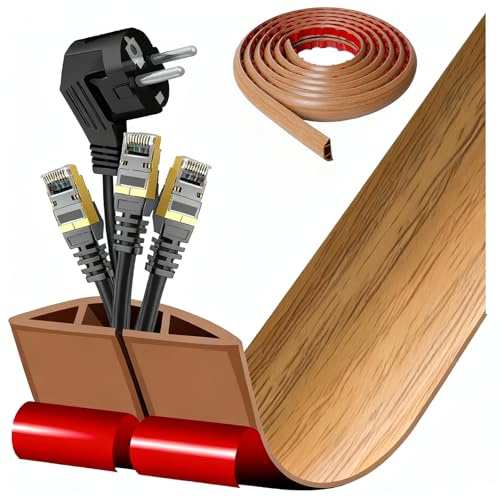 Kabelkanal Selbstklebend Boden Kabelbrücke 1M Fussboden Kabelkanal,Flexibler Kabelabdeckung Kabelschutz Kabelschacht Leicht zu Schneiden Montage für alle Netzkabel Haus,Büro,Lager, Schule (3CMx1M)