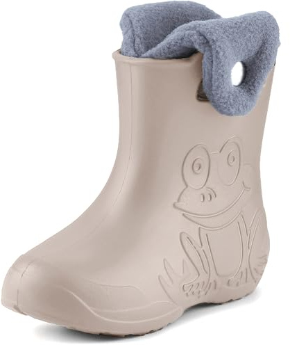 Ladeheid EVA Kinder Jungen Mädchen Gummistiefel Regenschuhe gefüttert Regenstiefel Gummischuhe LA-CA-04 Hellbeige, 32/33 EU