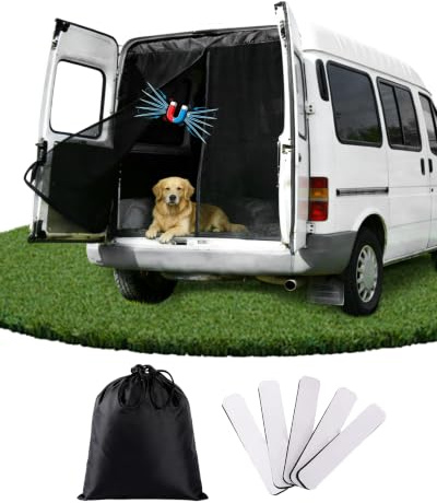 Ezcasch 155x150cm (H x L) Moustiquaire Magnétique, Moustiquaire Porte pour Portes Latérales et Arrière, avec Fermeture Magnétique – Idéal pour Les Fourgons, Camping-Cars et Le Camping en Plein Air