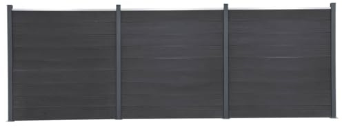 Zaunelement-Set Grau 526x186 cm WPC, Sichtschutzzaun Garten, robustes Holz-Kunststoff-Verbundmaterial, doppelseitiges Design, einfache Montage