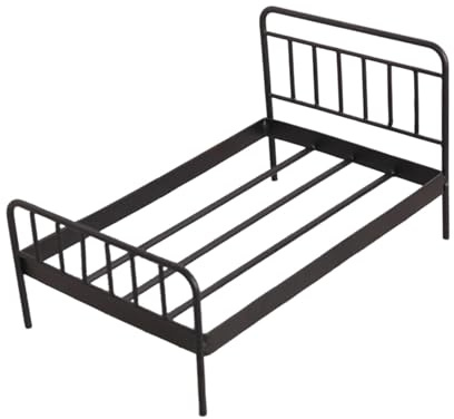Sharplace Miniaturbett Puppenhaus Einzelbett Puppenmöbel Schlafzimmer Zubehör Metall Langlebig für Erwachsene Sammler Wohnzimmer 16cmx10cmx9cm