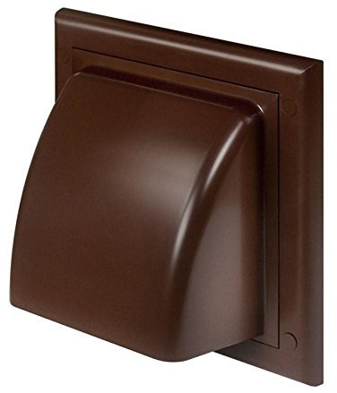 Brown Ducting Cowled Gravity Flap 150mm / 6 Outlet Cowl Air Vent Grille with Non Return Valve / Backdraft Shutter KO150-30BR