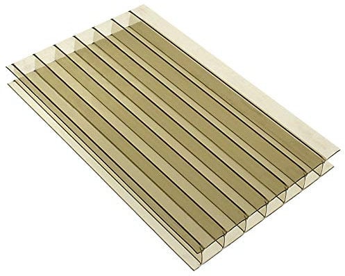 Bronze, 600m x 1m (Width x Length) 10mm Multiwall Polycarbonate Sheets Poly Plastic Roof Panel for Lean-to Canopy Conservatory