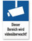 Komma Security Bereich Videoüberwacht Schild 20 x 30 cm - Achtung Vorsicht Videoüberwachung - Hinweis Hinweisschild Videoüberwacht - Warnschild Warnhinweis Videoüberwachung