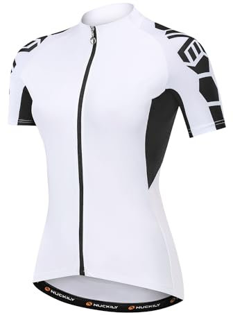 NUCKILY Radtrikot Bike Shirt Schwarz und Weiß Angel Damen Breathable Bicycle Top, XS