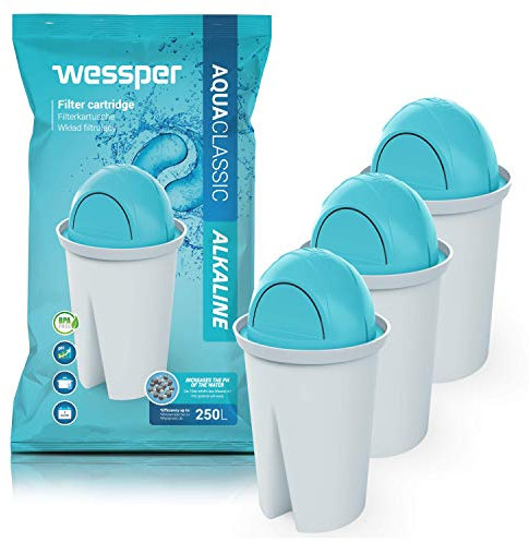 Wessper Cartucce Filtranti per Acqua Alcalina Compatibile con BRITA Classic, Dafi Classic, Dafi Atria, Aquaphor Standard – Confezione da 3