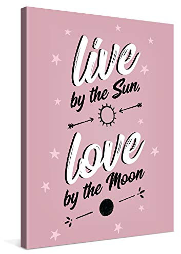 PICANOVA – Live by The Sun 100x75cm – Premium Leinwanddruck – Kunstdruck Auf 2cm Holz-Keilrahmen Für Schlaf- Und Wohnzimmer – Kollektion Quote Designs