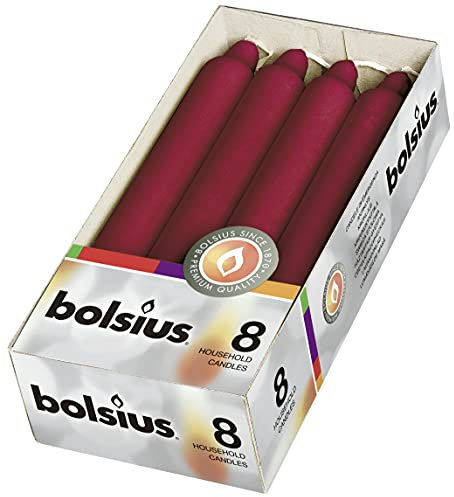 bolsius - Stabkerzen - 18 cm - Im 8er-Karton Dark Red
