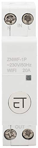 Disyuntor Inteligente WIFI, Interruptor Remoto Inteligente Interruptor de Temporizador de Disyuntor WIFI Inteligente para Caja de Distribución 1P AC230V 50Hz IP20(1P 20A)