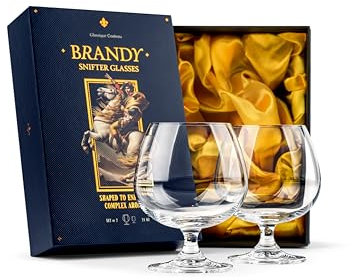 GLASSIQUE CADEAU Große 620 ml Brandy, Cognac und Armagnac Gläser | 2er Set | Kristall Spülmaschinenfest Cognacschwenker mit Kurzem Stiel | Cognacgläser Geschenkset